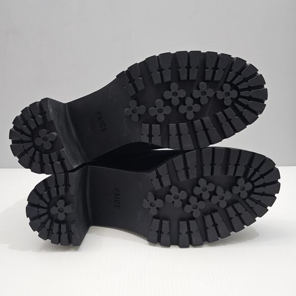 NEW Paige Brianne Ankle Boot Womens 9.5 Black Suede Platform Lug Sole Heeled - Picture 12 of 14